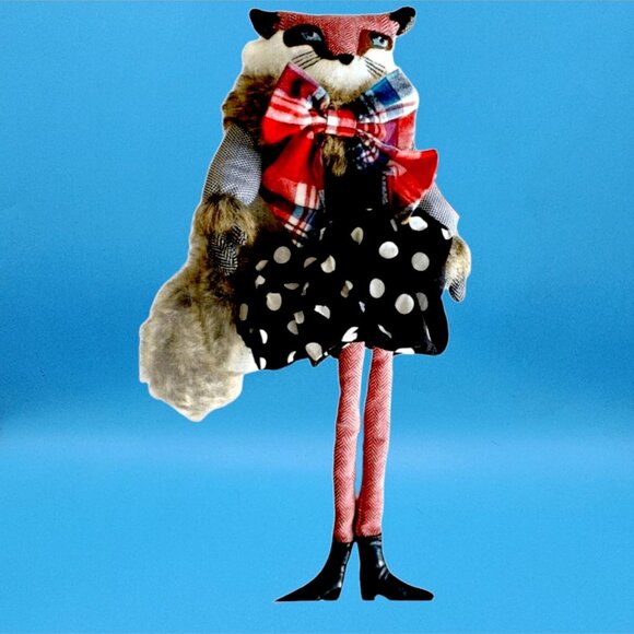 Debi Lilly Equestrian Fox Holiday Shelf Sitter Plaid Flannel Figurine Retired - Picture 5 of 9